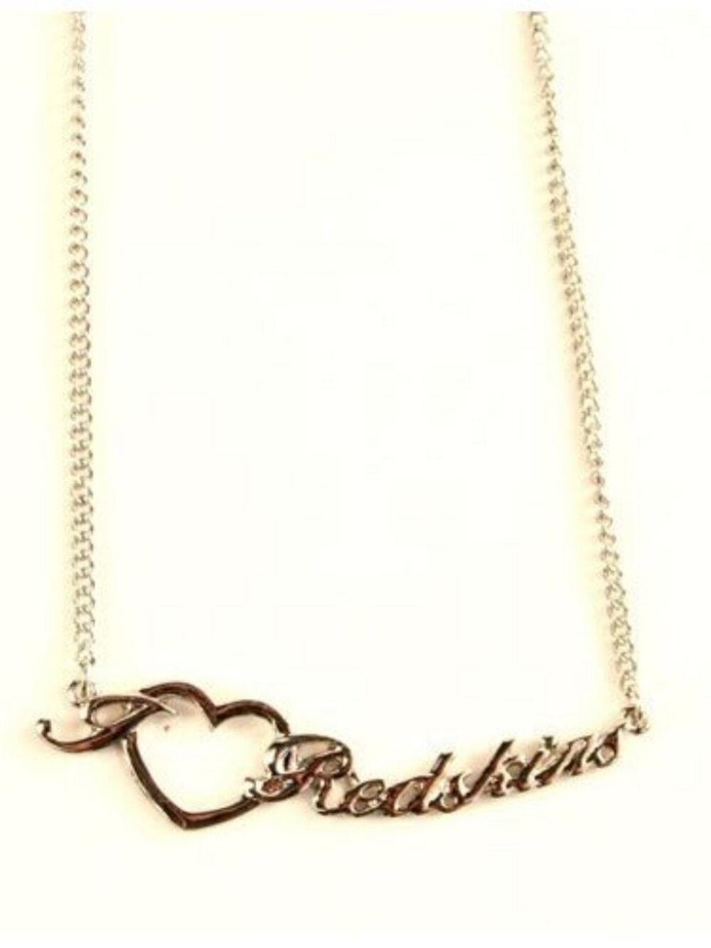 Washington Redskins Necklace Silver 18" with Heart "I Love" Cursive NFL Official